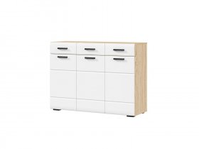 Комод 1200 КМ-01 Либерти (дуб сонома/белый глянец) в Шипуново - shipunovo.mebel-nsk.ru | фото