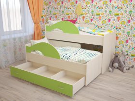 Кровать детская двухуровневая Радуга 80*160 в Шипуново - shipunovo.mebel-nsk.ru | фото