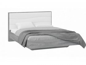 Кровать двуспальная 1,6 м «Миранда» Тип 1 (Дуб Гамильтон/Белый глянец) в Шипуново - shipunovo.mebel-nsk.ru | фото