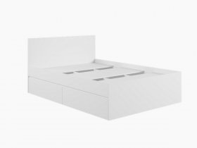 Кровать двуспальная с ящиками 1,4м Мадера-М1400 (белый) в Шипуново - shipunovo.mebel-nsk.ru | фото