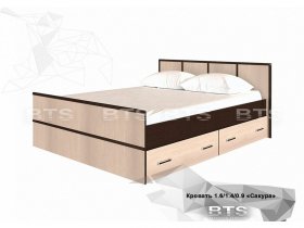 Кровать двуспальная с ящиками 1,4м Сакура (BTS) в Шипуново - shipunovo.mebel-nsk.ru | фото