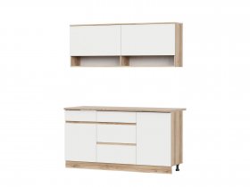 Кухонный гарнитур 1,6м Брауни (дуб делано/белый) в Шипуново - shipunovo.mebel-nsk.ru | фото