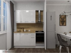 Кухонный гарнитур МДФ Выгодно и точка 1,5 м (белый глянец) в Шипуново - shipunovo.mebel-nsk.ru | фото