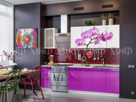 Кухонный гарнитур Орхидея (фиолетовый) в Шипуново - shipunovo.mebel-nsk.ru | фото