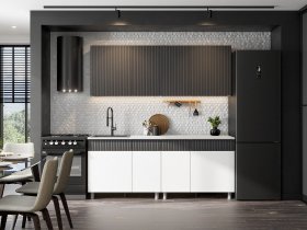 Кухонный гарнитур София (2,0м) (бланж/графит матовый) в Шипуново - shipunovo.mebel-nsk.ru | фото