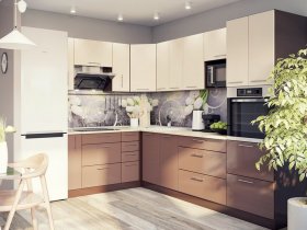 Модульная кухня Классика (ваниль/шоколад) в Шипуново - shipunovo.mebel-nsk.ru | фото