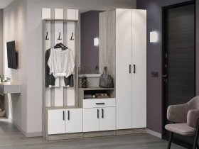 Модульная прихожая Вега (дуб крафт серый/белый) в Шипуново - shipunovo.mebel-nsk.ru | фото