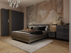 Модульная спальня Борнео (джара темная/хангва) в Шипуново - shipunovo.mebel-nsk.ru | фото
