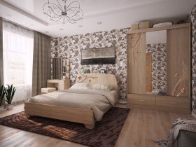 Модульная спальня Виктория-1 (дуб сонома) в Шипуново - shipunovo.mebel-nsk.ru | фото
