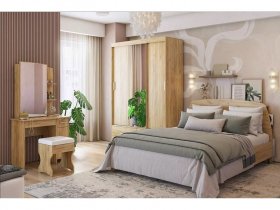 Модульная спальня Виктория-1 (дуб крафт золотой) в Шипуново - shipunovo.mebel-nsk.ru | фото