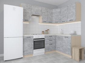 Модульная угловая кухня 1,4м*2,1м Лада (цемент) в Шипуново - shipunovo.mebel-nsk.ru | фото
