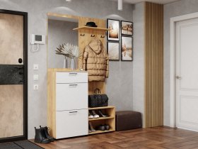 Прихожая Монтана (дуб крафт золотой/белый) в Шипуново - shipunovo.mebel-nsk.ru | фото