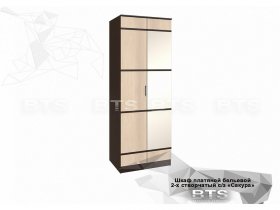 Шкаф двухстворчатый с зеркалом платяной-бельевой Сакура (BTS) в Шипуново - shipunovo.mebel-nsk.ru | фото