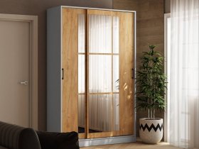 Шкаф-купе 1,4м «Стиль-2» (белый/дуб крафт золотой) в Шипуново - shipunovo.mebel-nsk.ru | фото