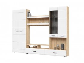 Стенка ГС-01 Либерти (дуб сонома/белый глянец) в Шипуново - shipunovo.mebel-nsk.ru | фото