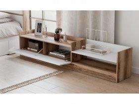 Тумба под ТВ Брауни (дуб делано/белый) в Шипуново - shipunovo.mebel-nsk.ru | фото